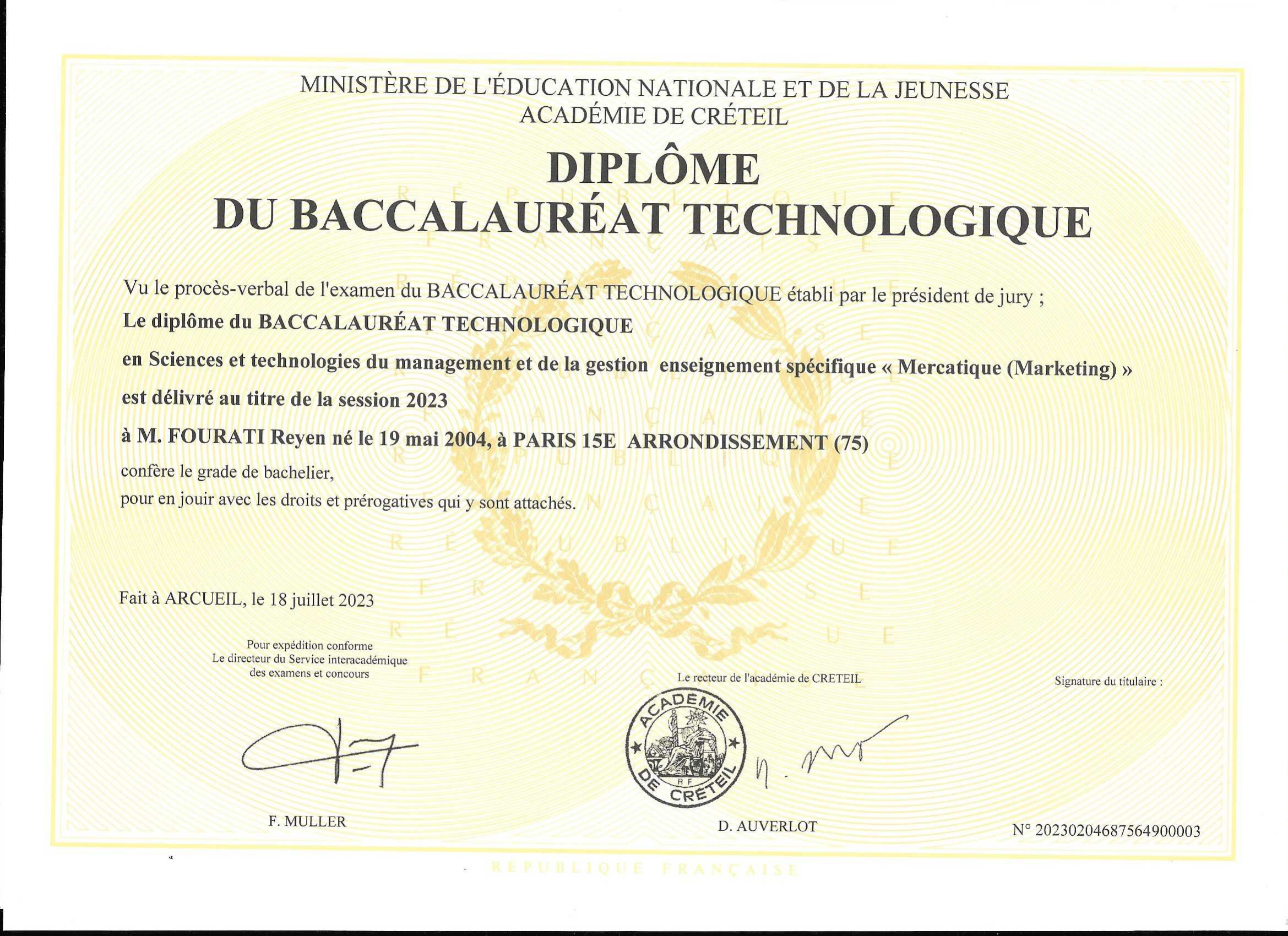 Baccalauréat Technologique