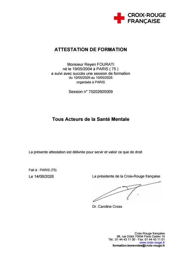 Tous Acteurs de la Santé Mentale - Croix-Rouge française